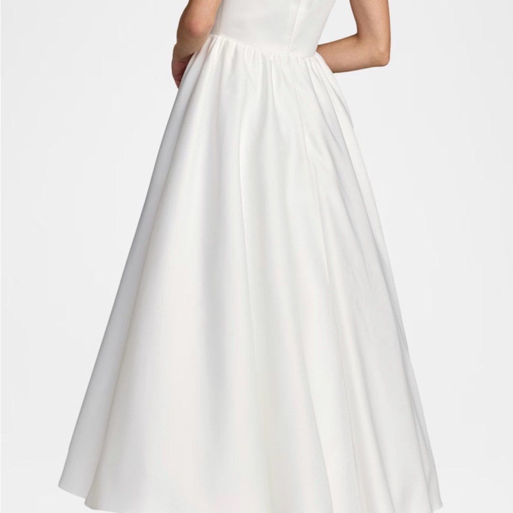 Mac Duggal White Full Skirt A-Line Bridal Gown